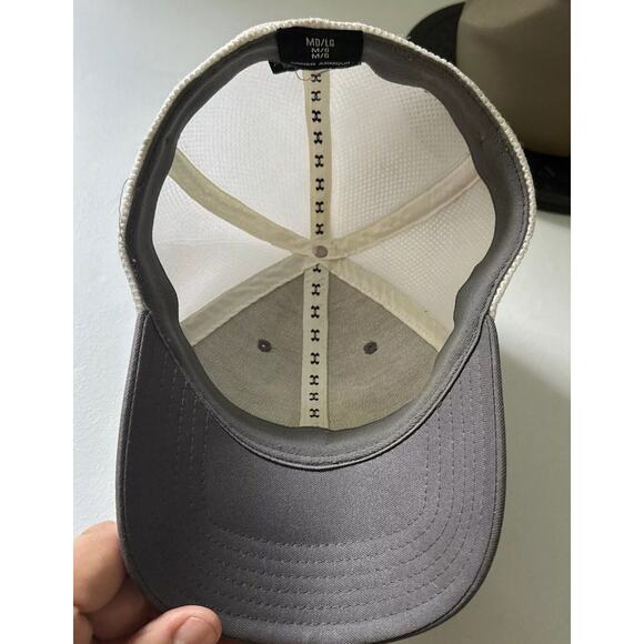 Under Armour Golf Hat Adult Fitted Flex Fit Gray White Mesh Baseball Cap M/L - Picture 5 of 7
